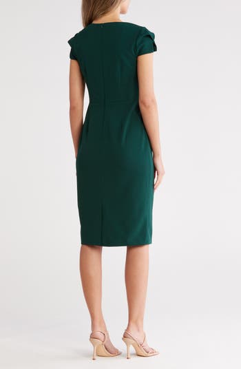 Signature Cap Sleeve Stretch Crepe Sheath Dress
