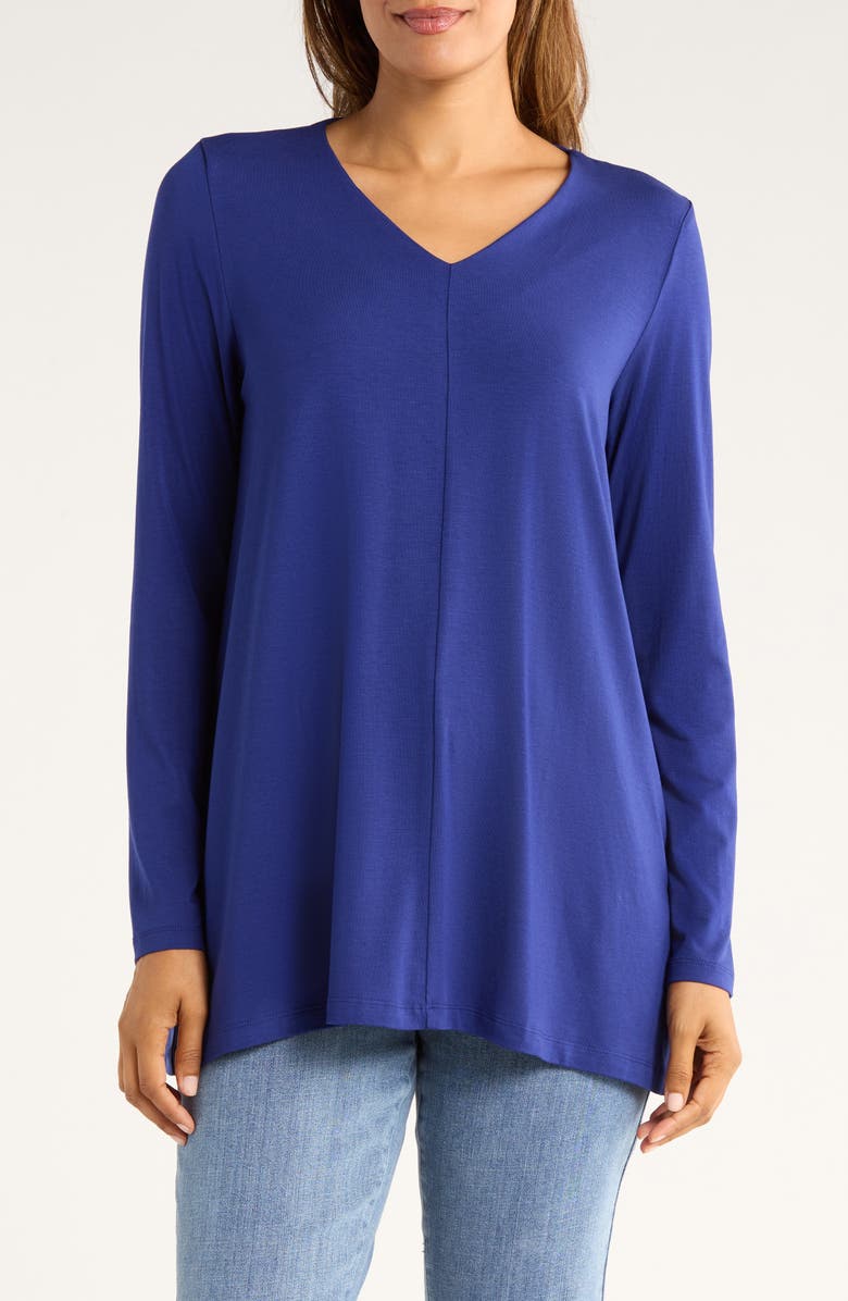 Eileen Fisher V-Neck Long Sleeve Tunic, Main, color, Infinity