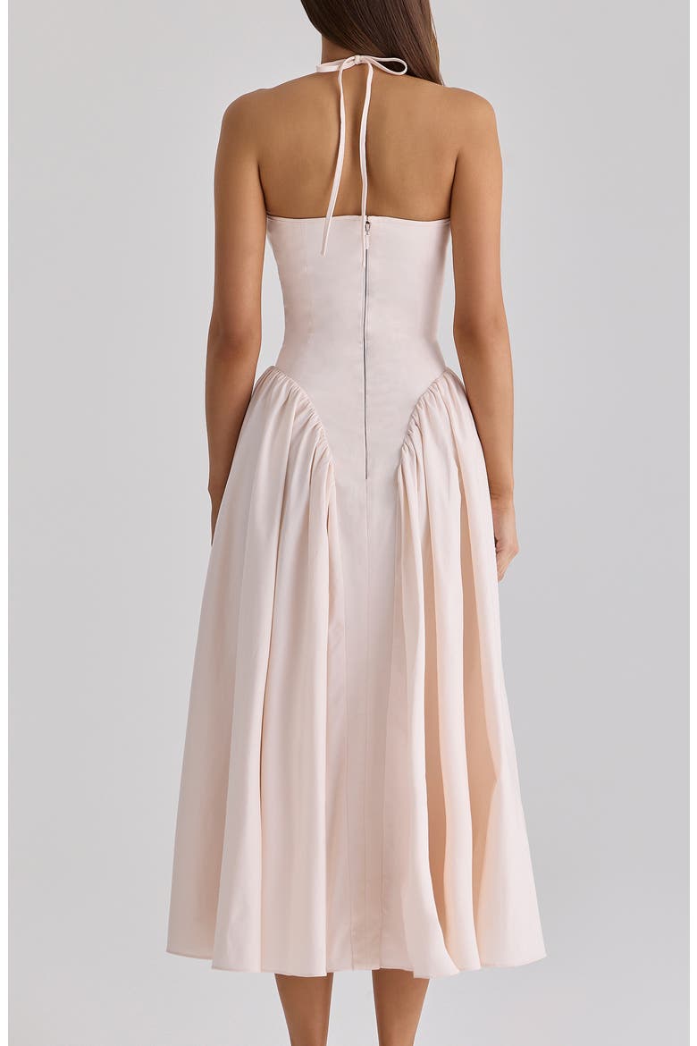 Lilli Keyhole Halter Fit & Flare Cocktail Dress, Alternate, color, BLUSH
