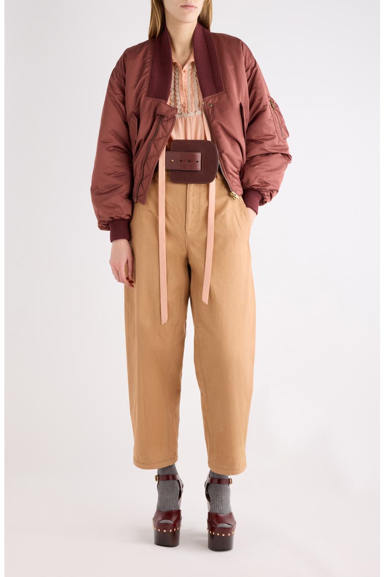 Oversize Techniacal Satin Bomber Jacket, Alternate, color, WILDWOOD BROWN