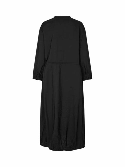 Masai Copenhagen Manymosa 3/4 Sleeve Loose Fit Midi Dress In Black