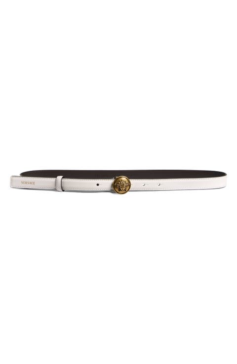 Medusa Buckle Leather Belt