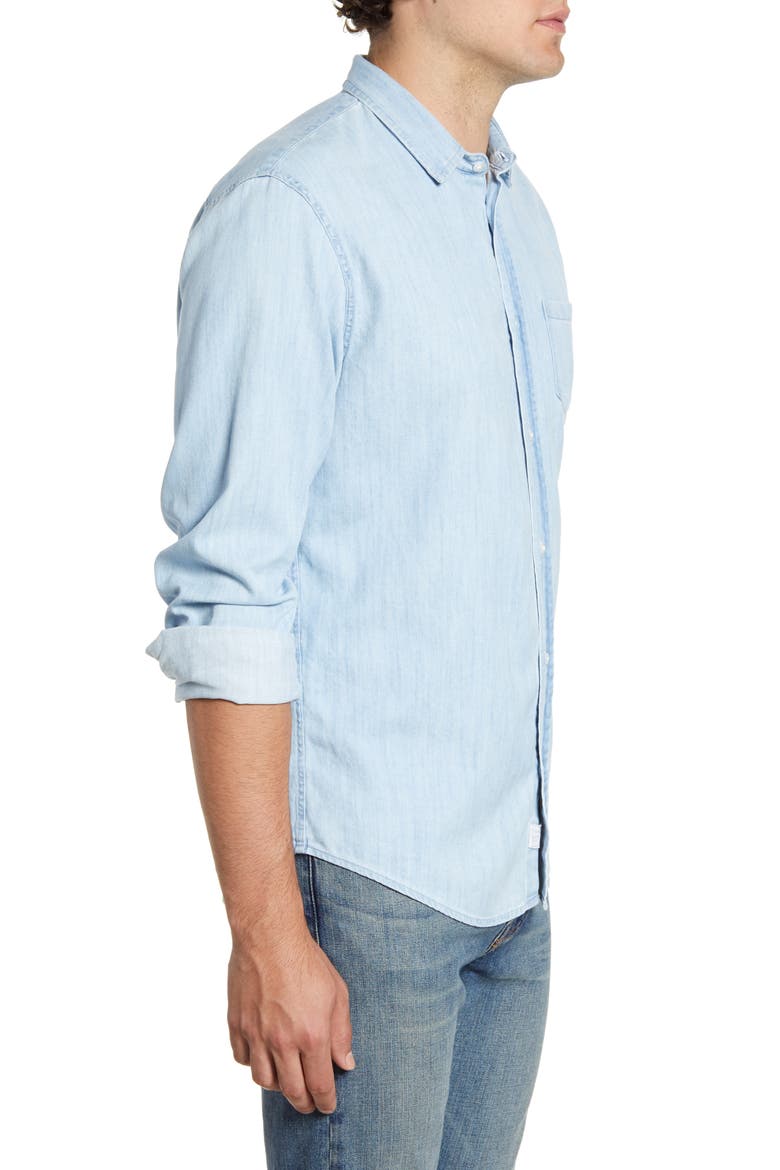 Luke Regular Fit Chambray Button-Up Sport Shirt, Alternate, color, CLASSIC BLUE WASH