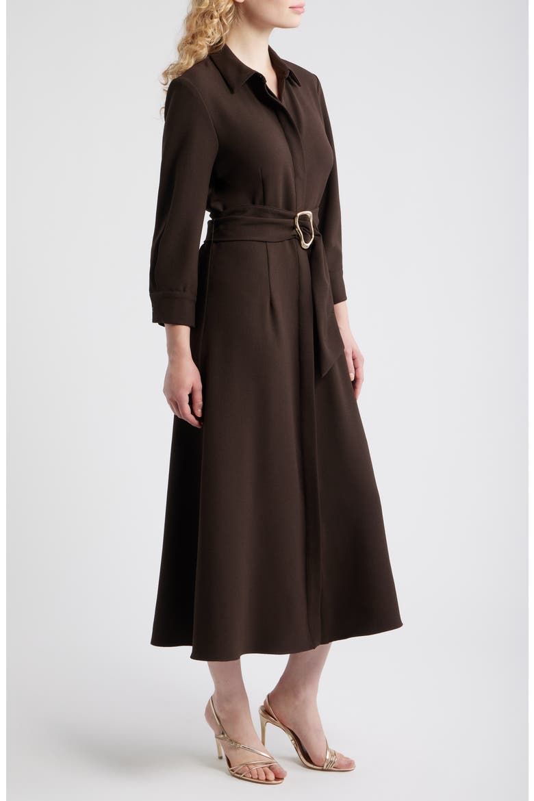 Belted Midi Shirtdress, Alternate, color, BROWN