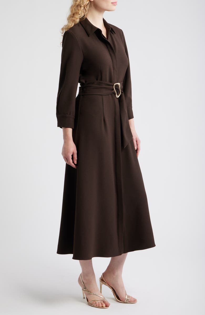 Julia Jordan Belted Midi Shirtdress, Alternate, color, Brown