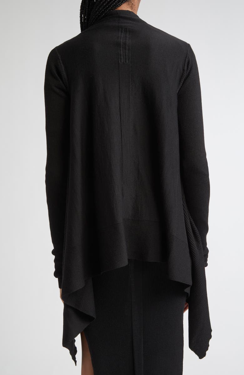 Rick Owens Open Front Virgin Wool Cardigan, Alternate, color, Black