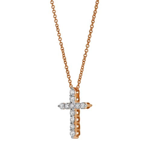 Luvmyjewelry Nazerath 10k Gold Cross Diamond Pendant In 10k Rose Gold