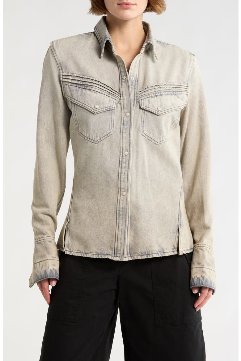Slim Fit Western Snap-Up Denim Shirt, Main, color, GREY