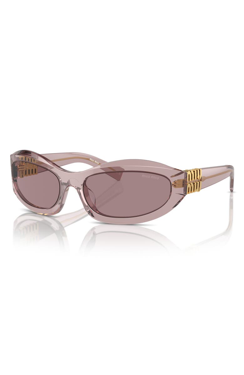Miu Miu 61mm Oval Sunglasses, Alternate, color, Brown