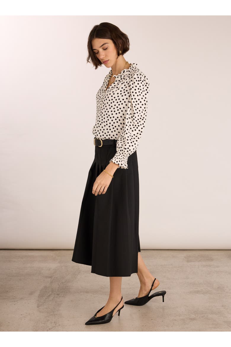 Cela Ruffled Neck Blouse, Alternate, color, Cream Polka