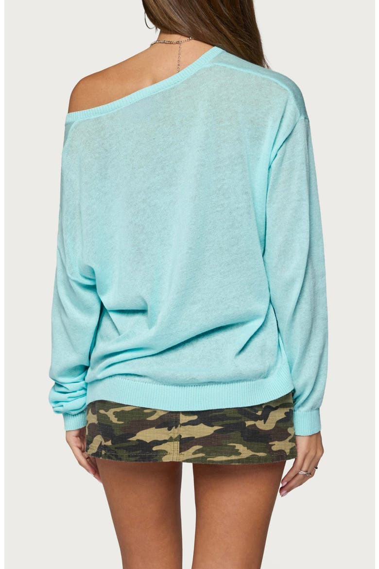 Geara V-Neck Long Sleeve Cotton Top, Alternate, color, AQUA