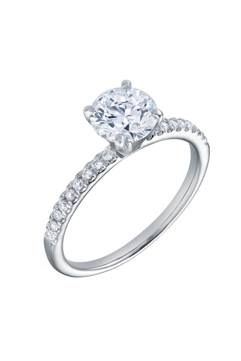 Isabella 14K White Gold Round Cut Lab Grown Diamond Halo Engagement Ring - 1.2 ctw, Alternate, color, 14K White Gold