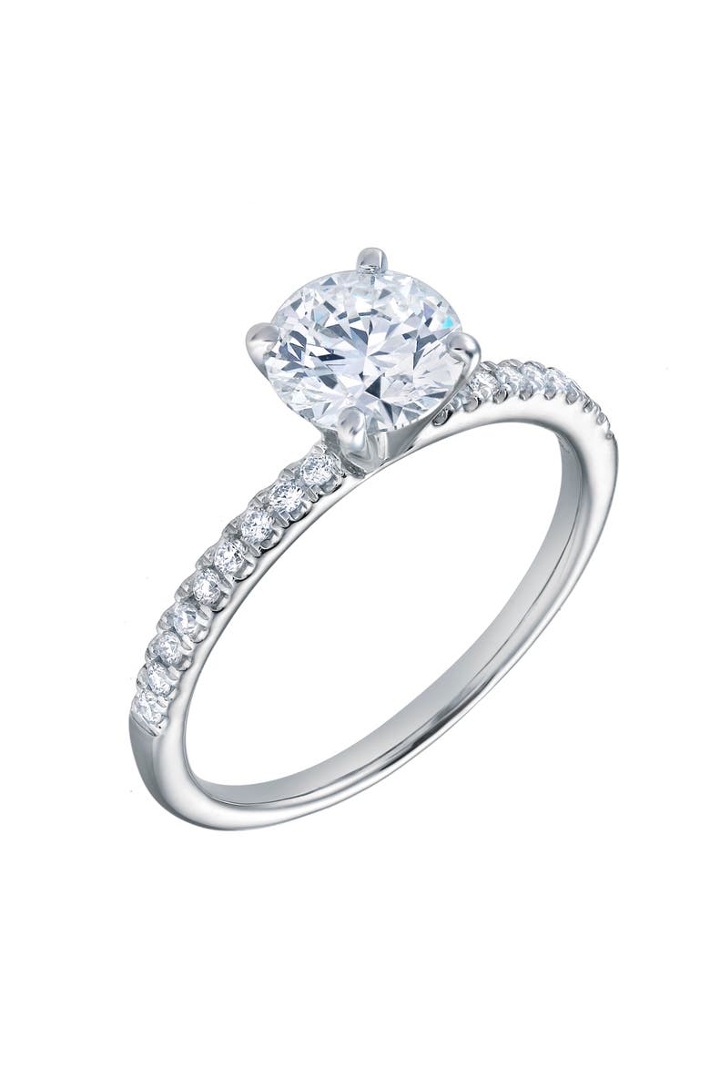 LuvMyJewelry Isabella 14K White Gold Round Cut Lab Grown Diamond Halo Engagement Ring - 1.2 ctw, Alternate, color, 14K White Gold