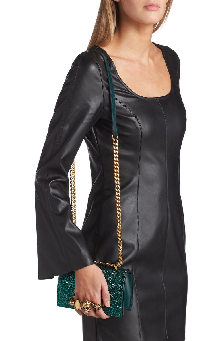 McQueen Mini Jeweled Crystal Embellished Satchel, Alternate, color,