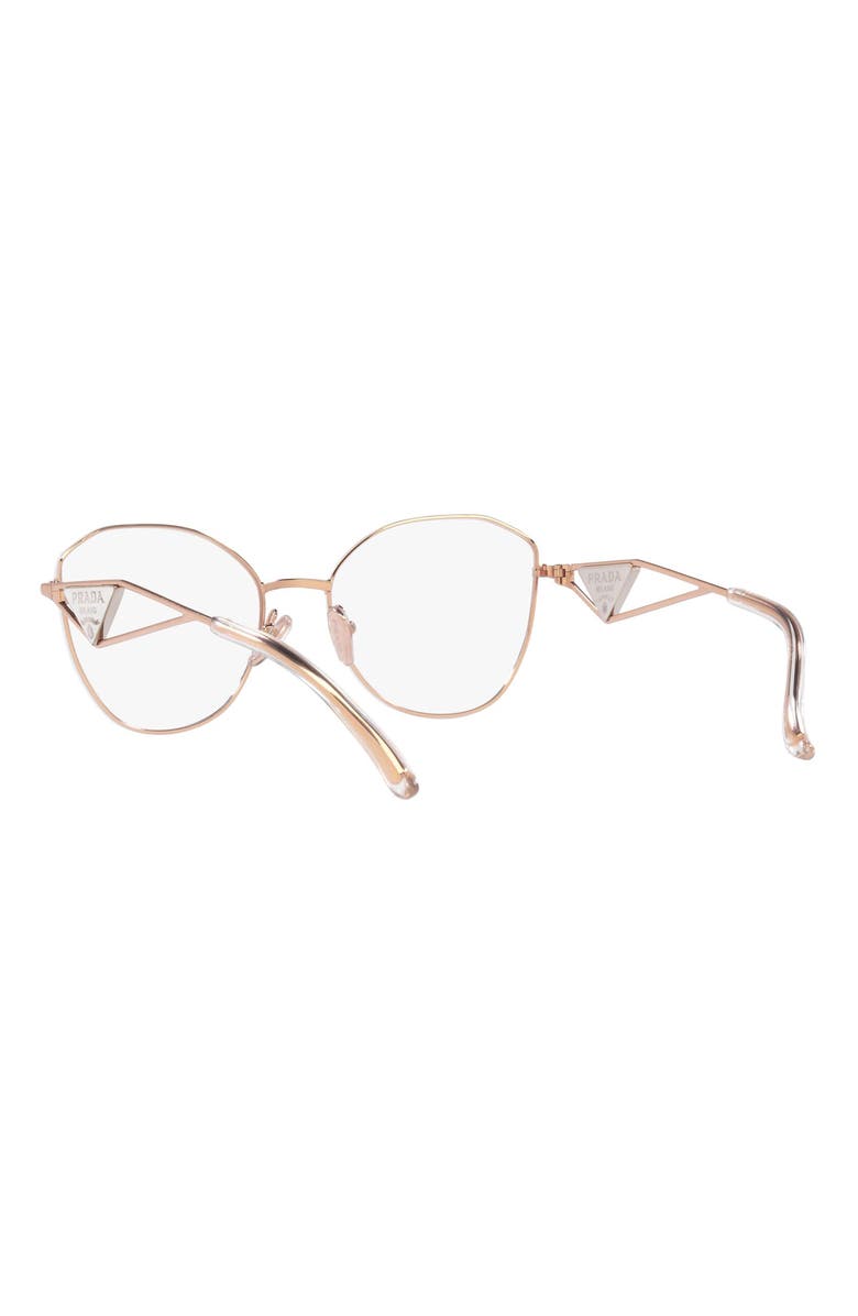Prada 55mm Round Optical Glasses, Alternate, color, Pink Gold