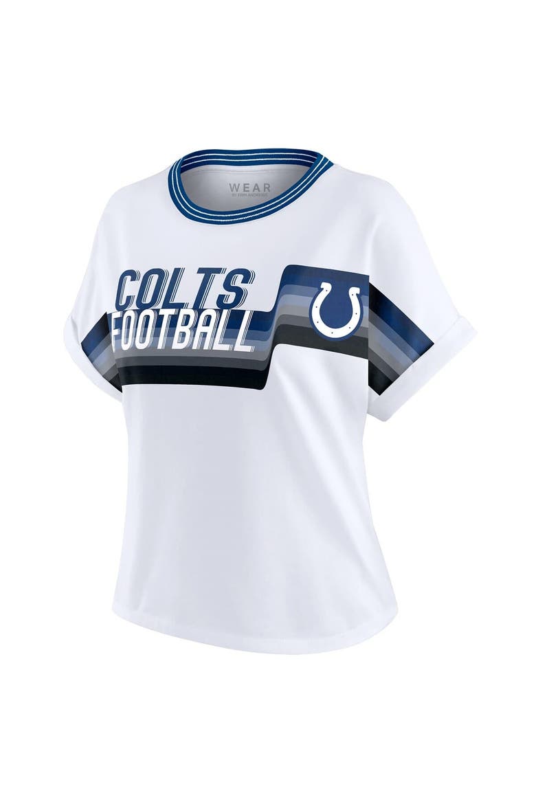 Women's WEAR by Erin Andrews White Indianapolis Colts Cropped Center Stripe Dolman T-Shirt, Alternate, color, White