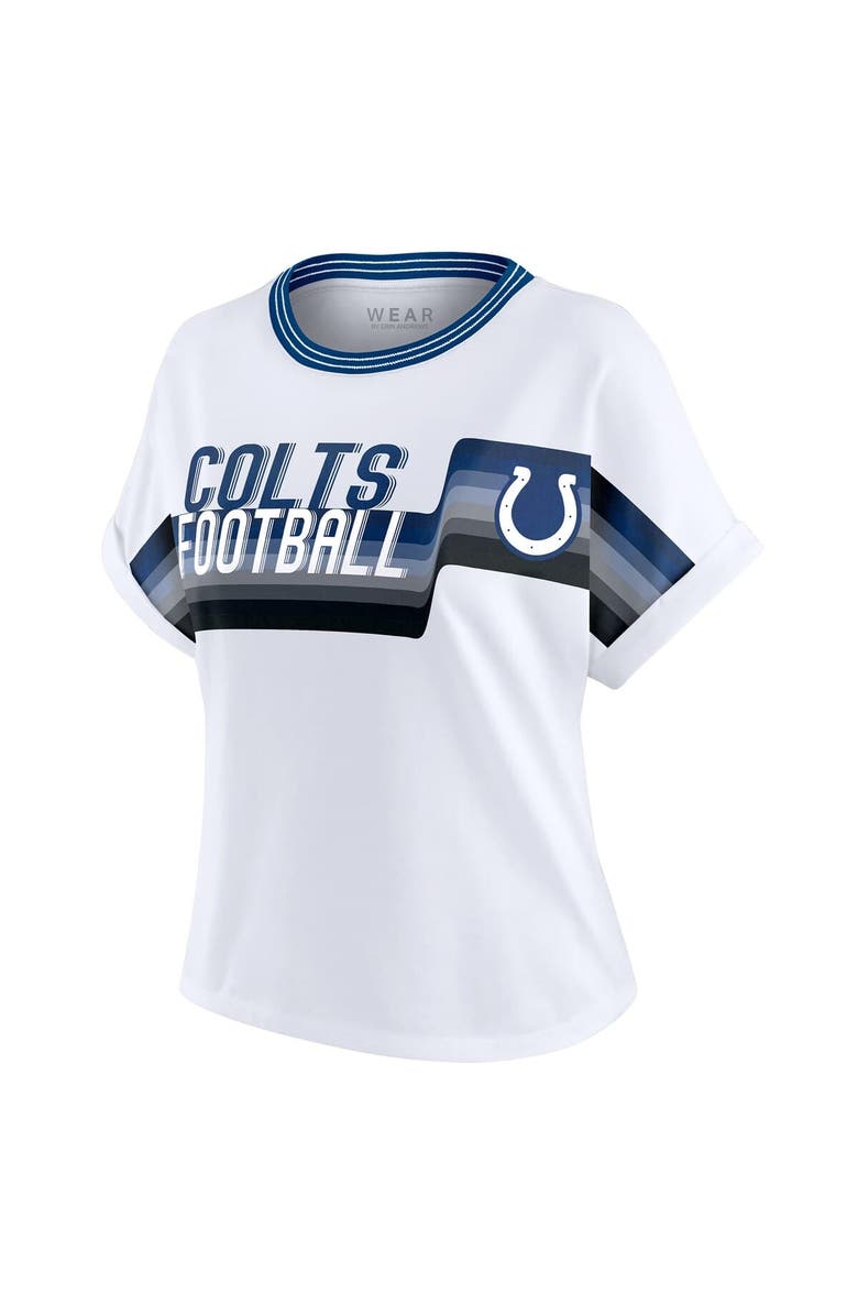 WEAR by Erin Andrews Women's WEAR by Erin Andrews White Indianapolis Colts Cropped Center Stripe Dolman T-Shirt, Alternate, color, White