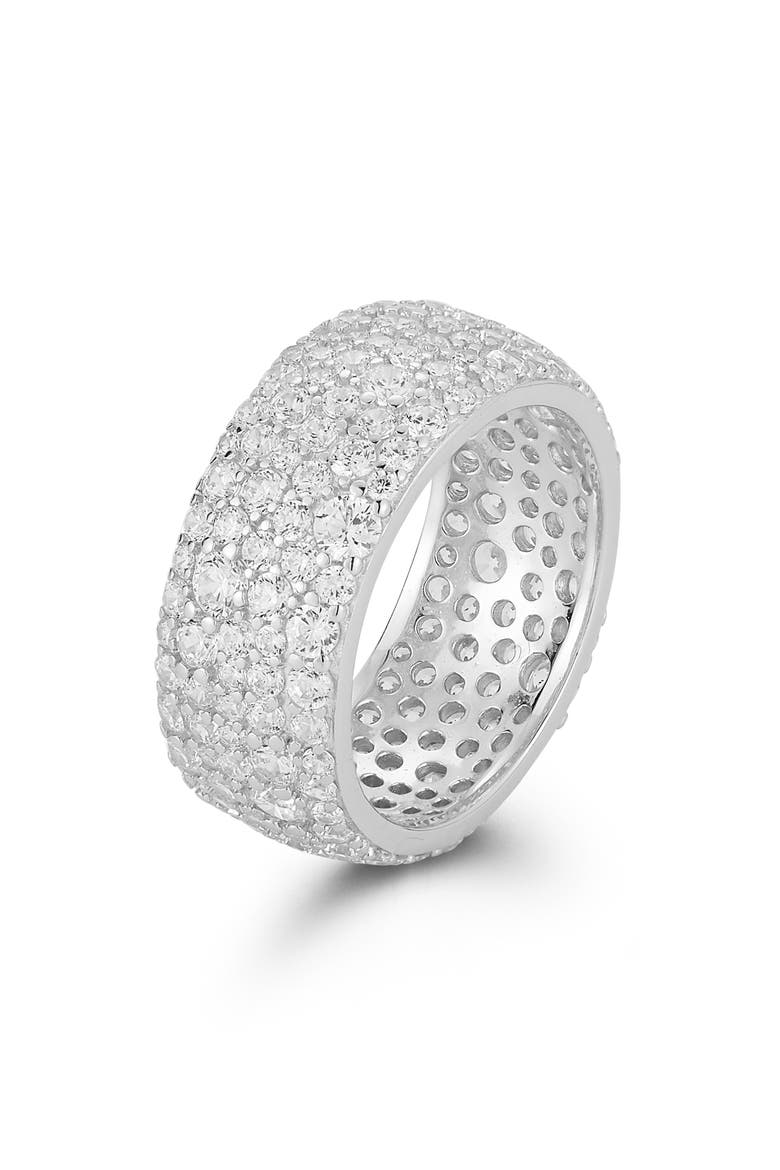 Pavé Cubic Zirconia Band Ring, Alternate, color, SILVER