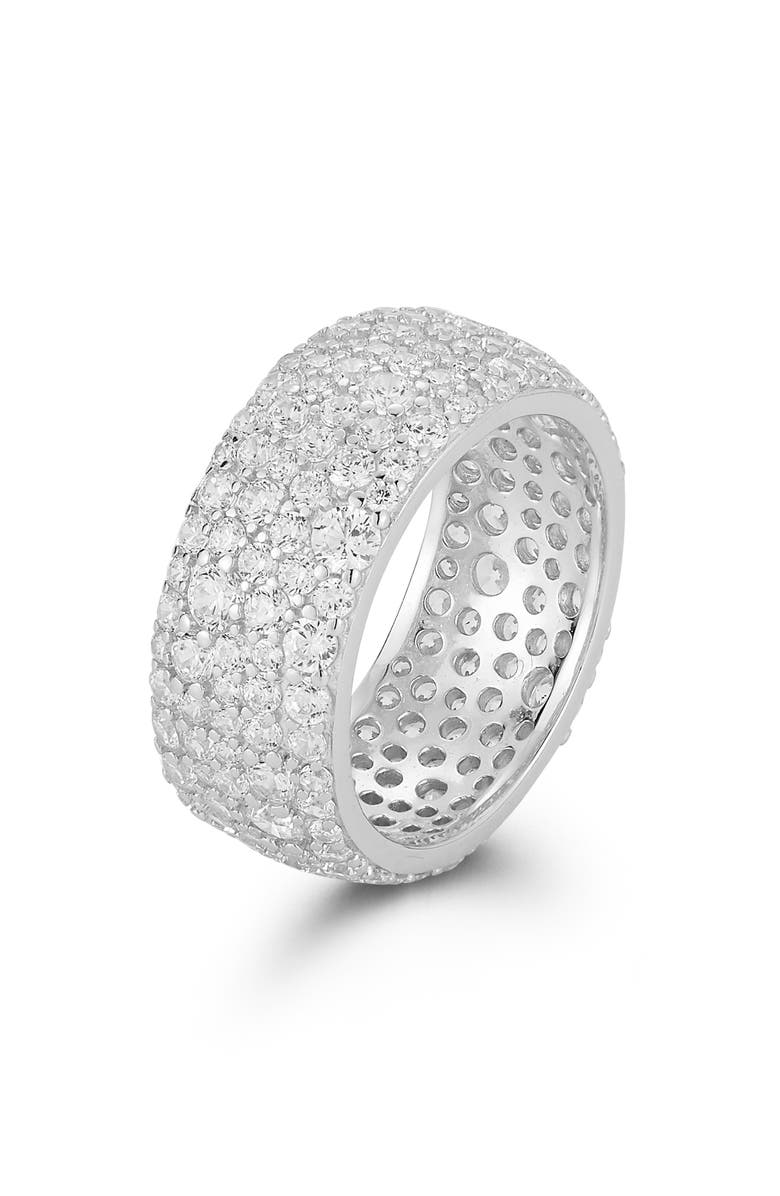 GLAZE JEWELRY Pavé Cubic Zirconia Band Ring, Alternate, color, Silver