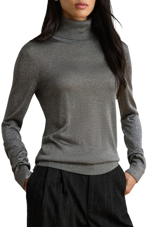 Metallic Turtleneck Sweater