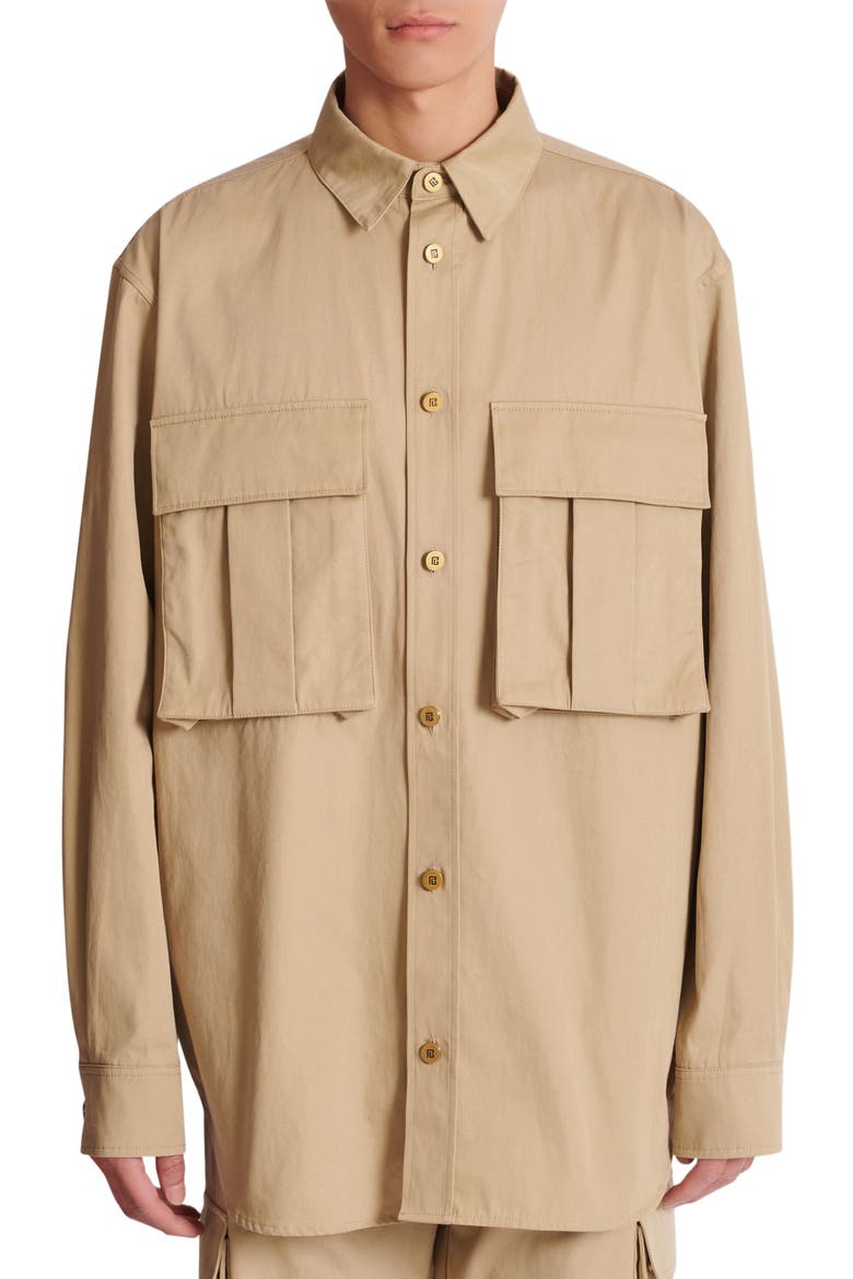 Cotton safari shirt, Alternate, color, beige