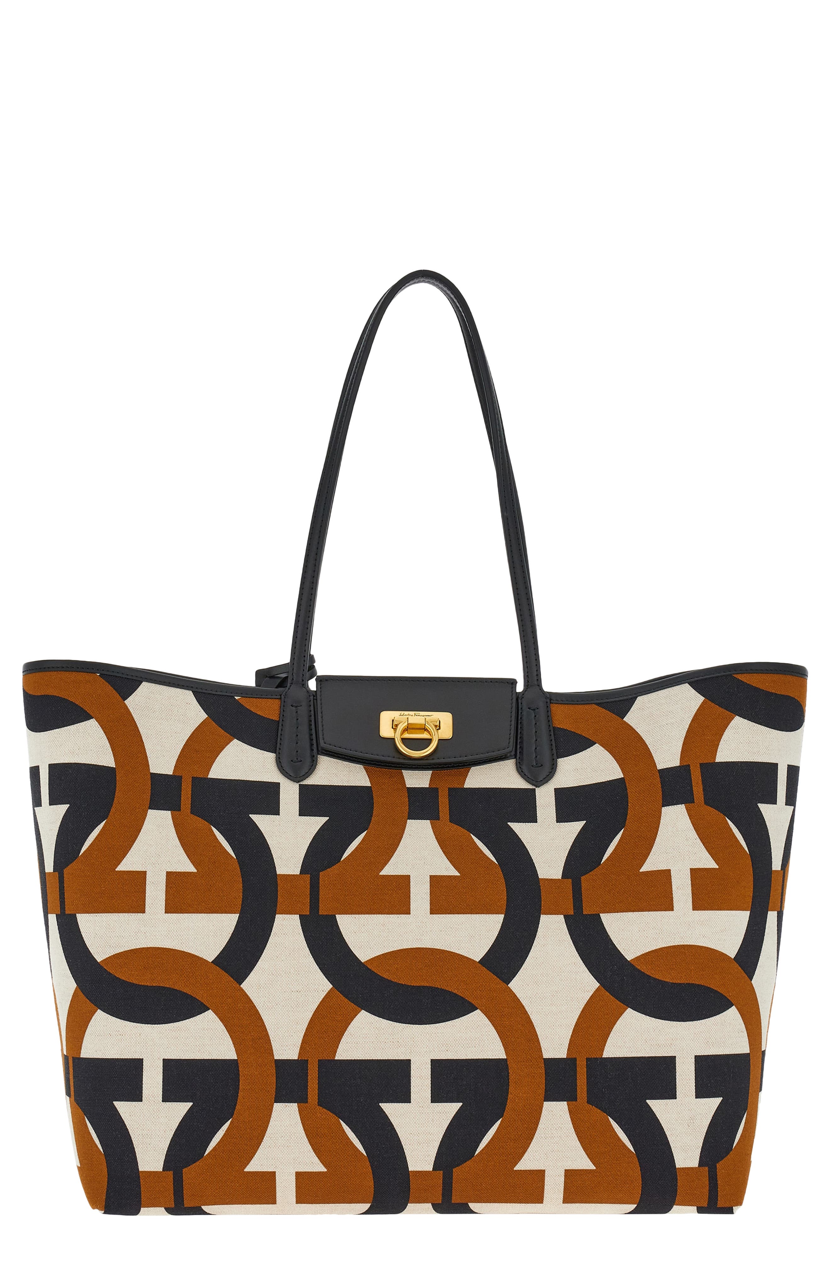 FERRAGAMO Gancini Canvas Tote, Main, color, 