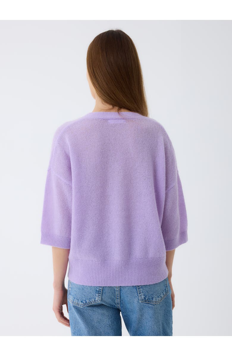 Majestic Filatures Cashmere Silk 3/4 Sleeve V-Neck, Alternate, color, Lavande