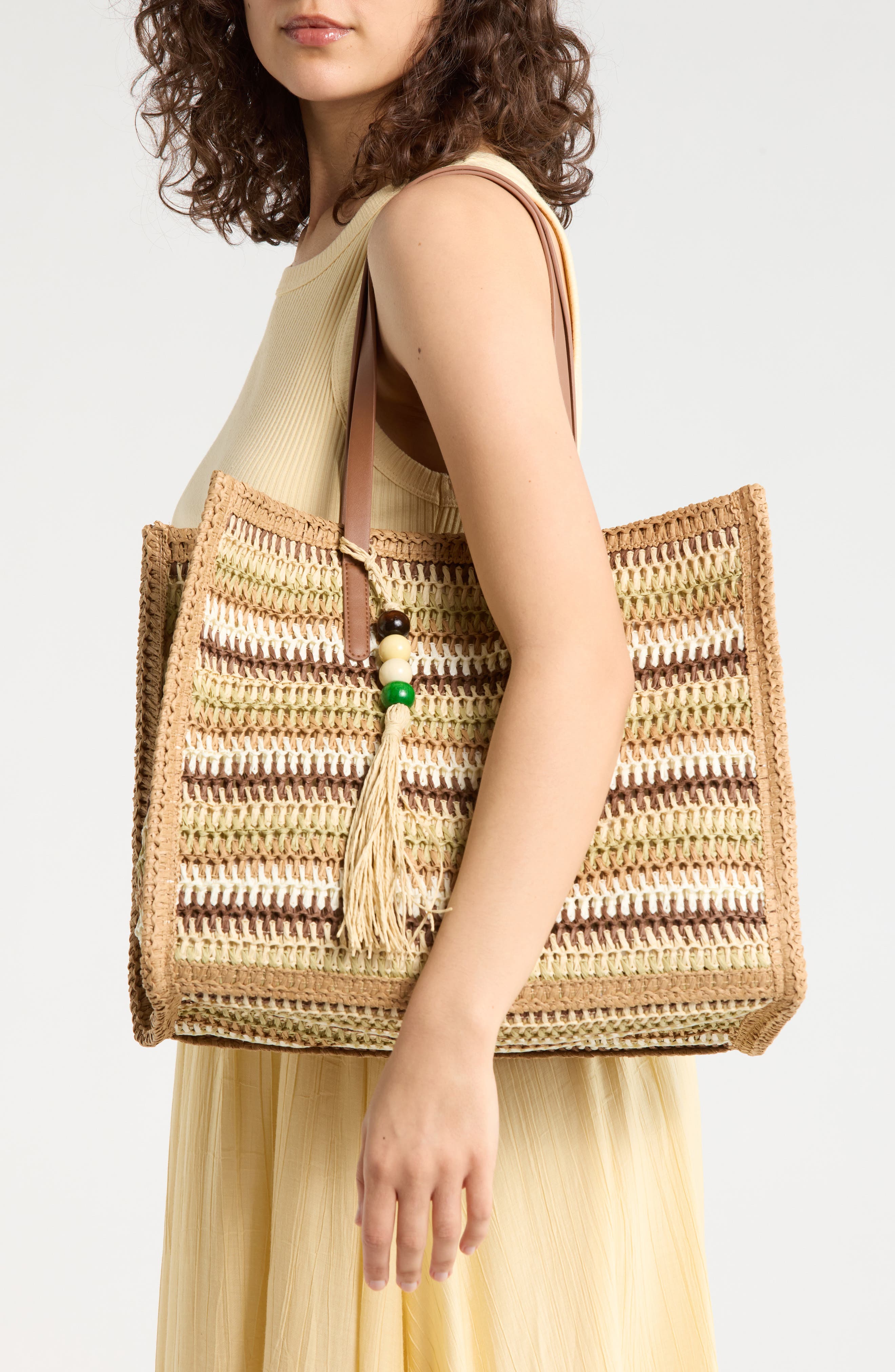 Dolce Vita Citrine Woven Straw Tote, Alternate, color, Brown Multi