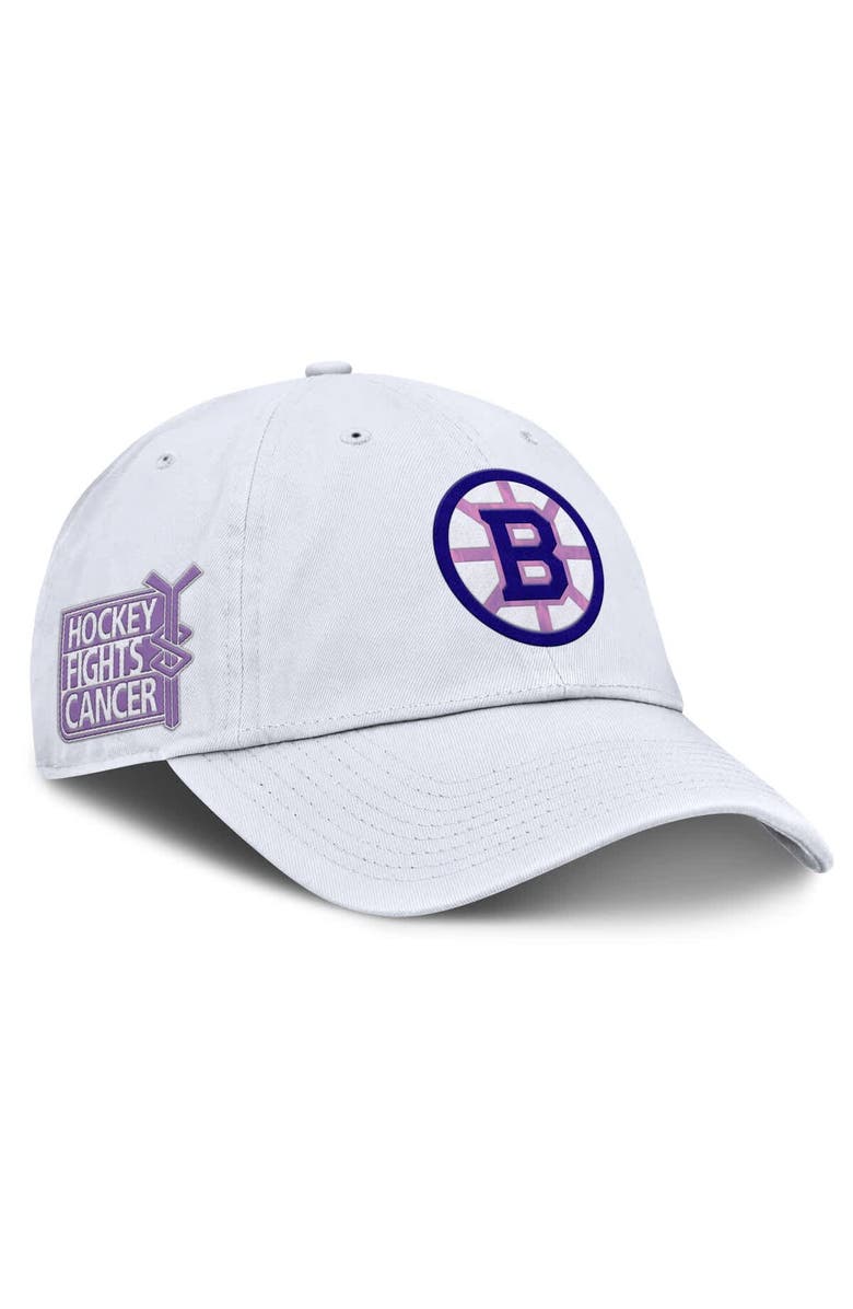 FANATICS Men's Fanatics  White Boston Bruins Authentic Pro Hockey Fights Cancer Adjustable Hat, Main, color, White