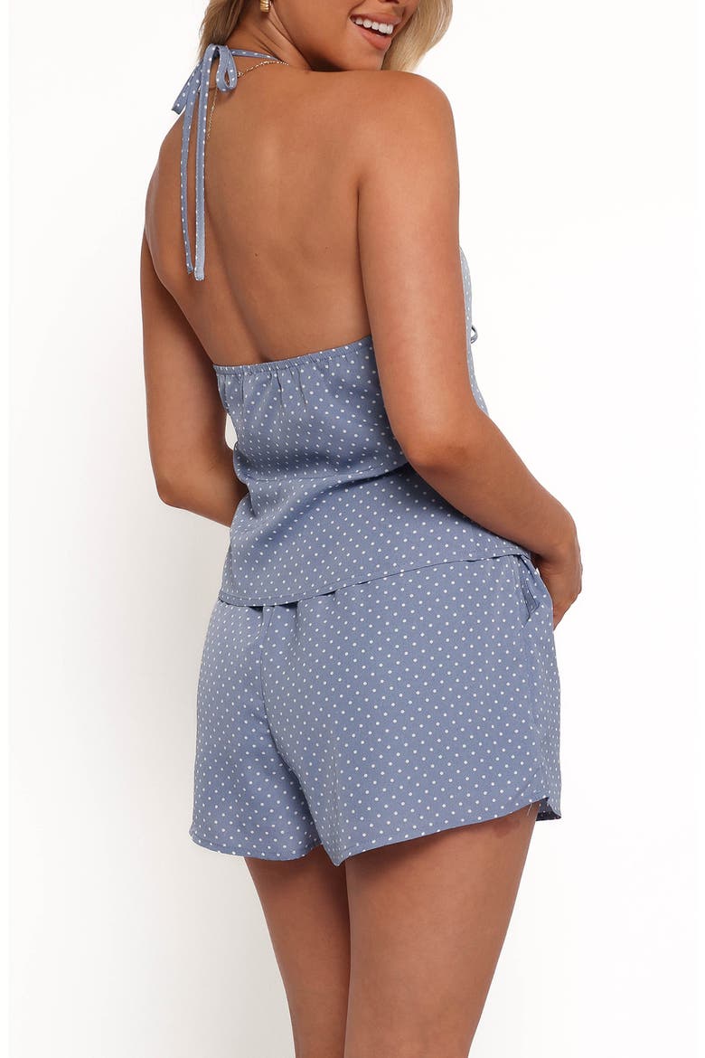 Beau Tie Front Halter Top & Shorts Set, Alternate, color, BLUE DOT