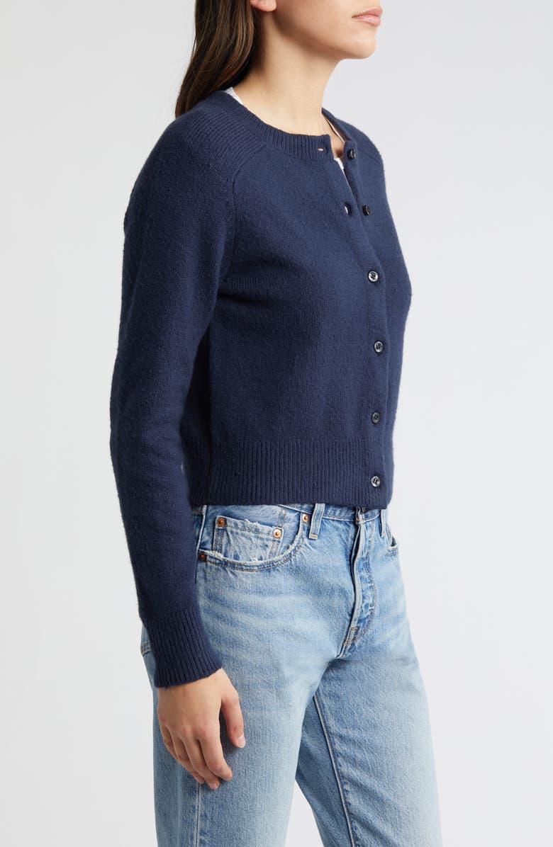 Treasure & Bond Crewneck Cotton Blend Cardigan, Alternate, color, Navy Blazer