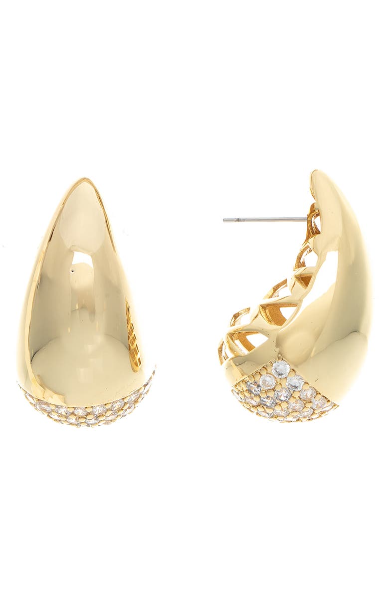 RIVKA FRIEDMAN Pavé CZ Teardrop Half Hoop Earrings, Main, color, Gold / Cubic Zirconia