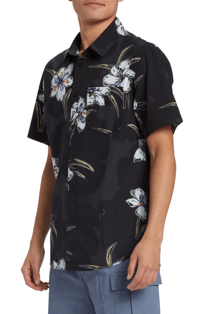 Quiksilver Apero Floral Short Sleeve Stretch Cotton Button-Up Shirt, Alternate, color, 