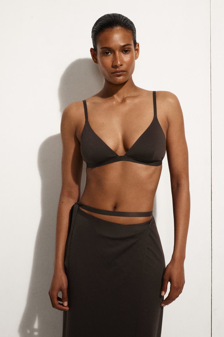 Triangle Bikini Top, Main, color, DARK BROWN