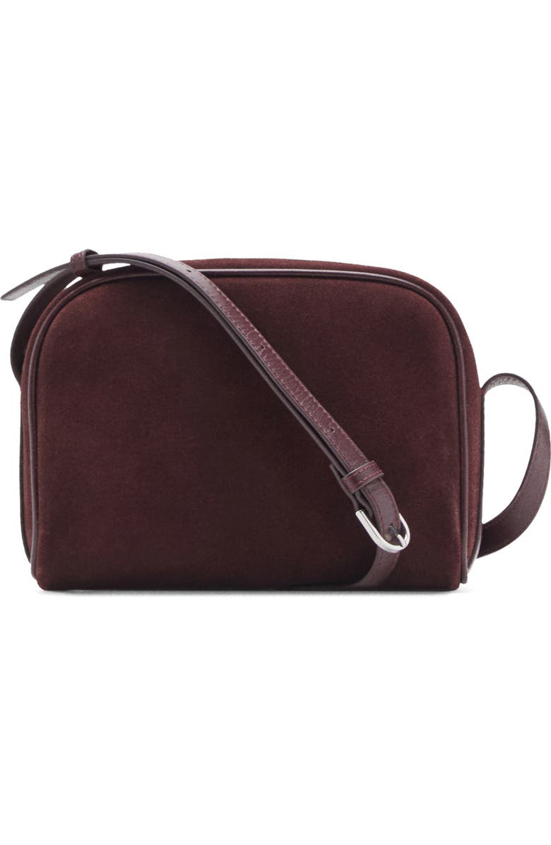 MANGO Suede Shoulder Bag, Main, color, Burgundy