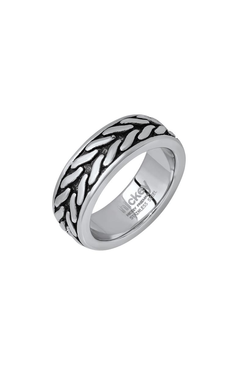HMY JEWELRY Men's Stainless Steel Textured Band Ring, Main, color, 