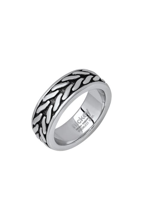 Men's Stainless Steel Textured Band Ring