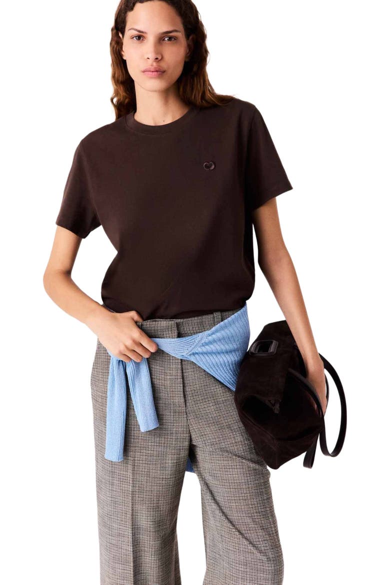 T-shirt with embroidered logo, Alternate, color, Dark brown