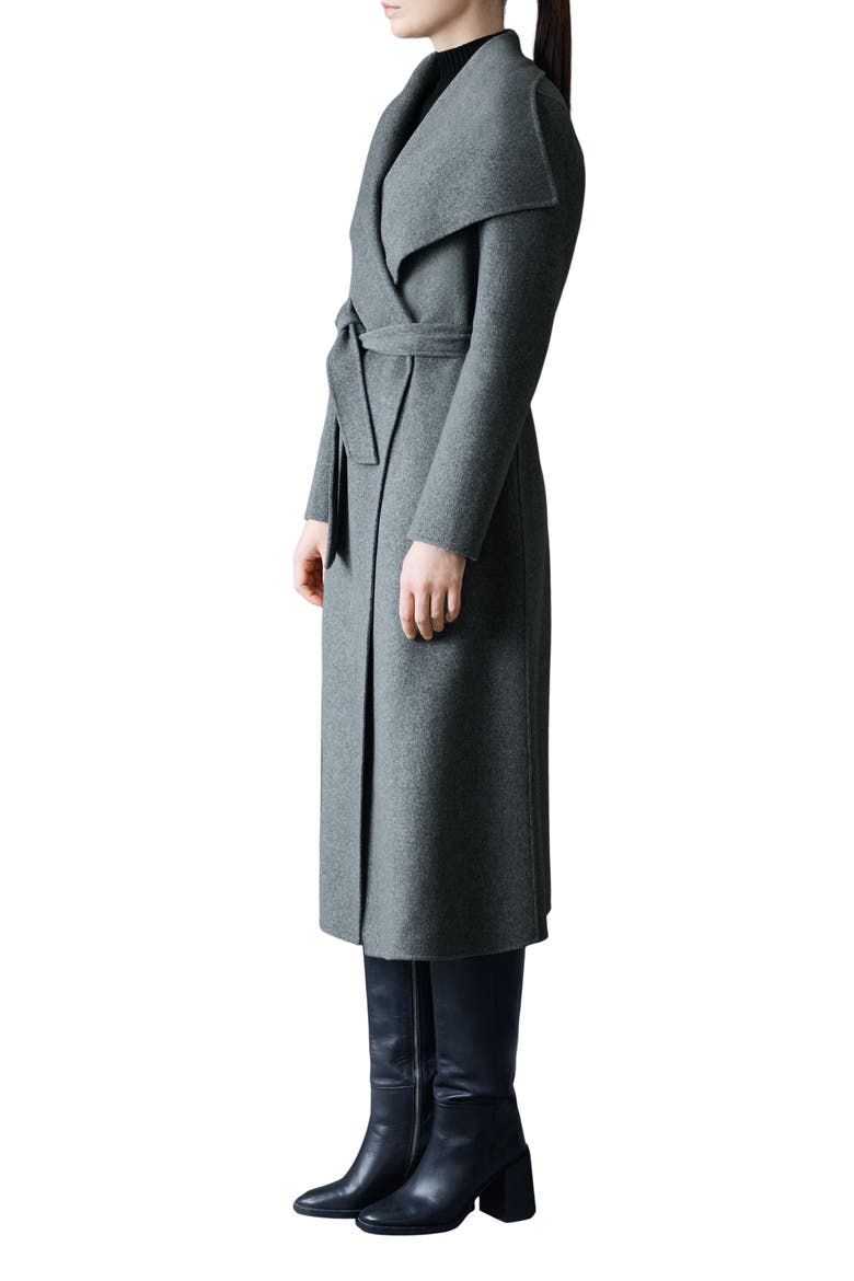 Mai Wool Long Wrap Coat, Alternate, color, CARBON MIX
