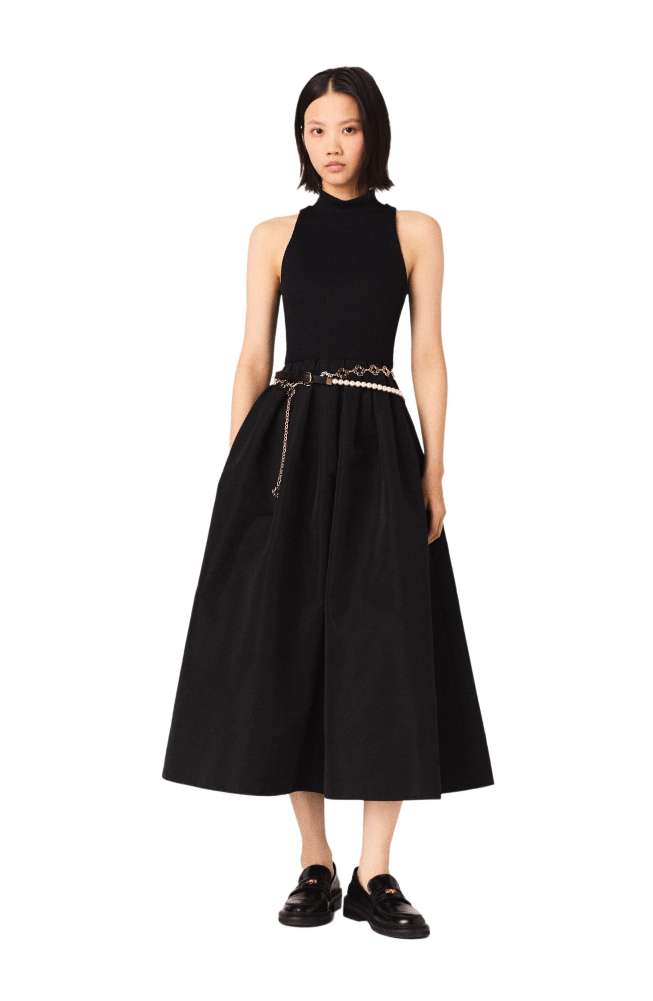 Mixed-material taffeta dress