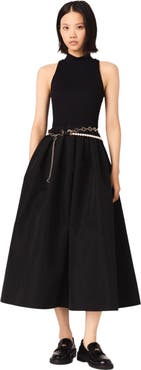maje Mixed-material taffeta dress
