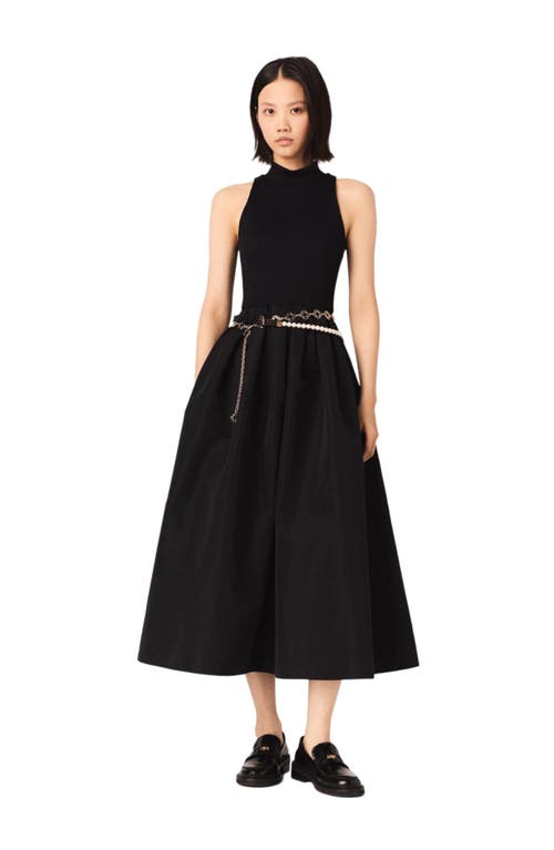 maje Mixed-material taffeta dress in Black at Nordstrom, Size 36