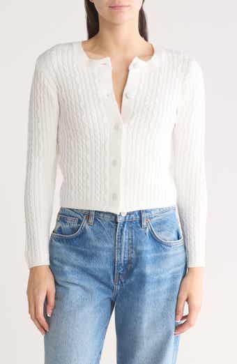 BY DESIGN Bambie Cable Knit Crop Cardigan