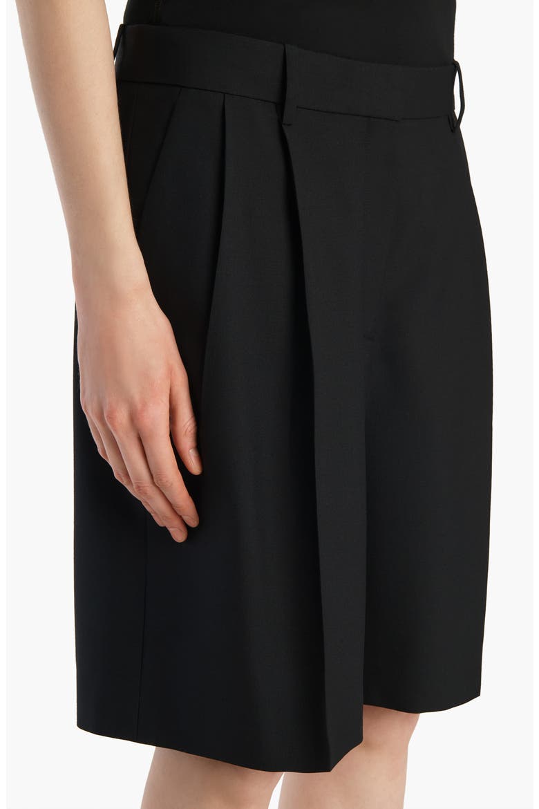 Auggie Pleated Wool Wide Leg Shorts, Alternate, color, BLACK
