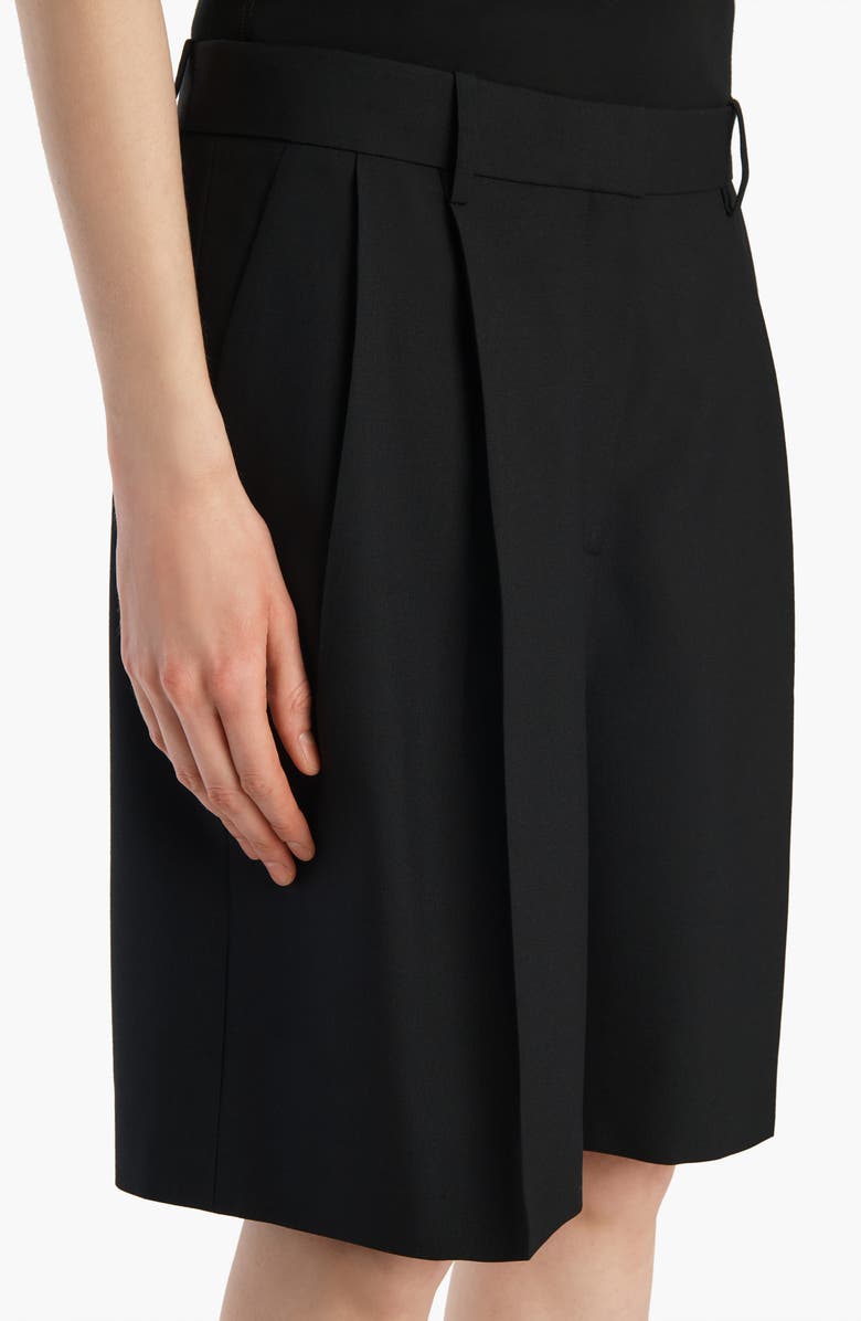 Khaite Auggie Pleated Wool Wide Leg Shorts, Alternate, color, Black