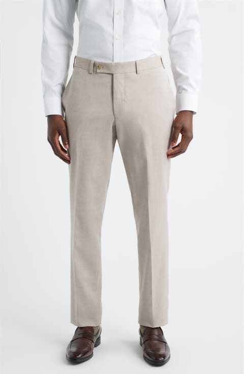 Piero Flat Front Stretch Cotton 
Wool Pants