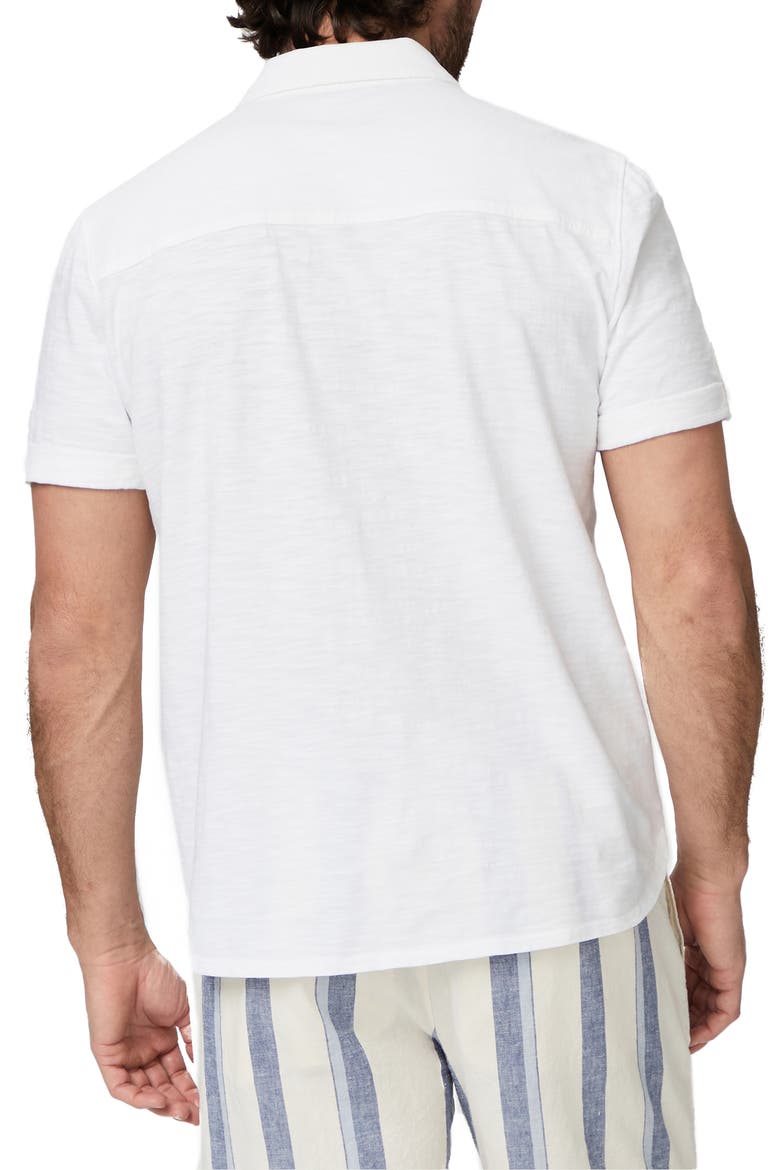 Brayden Short Sleeve Cotton Jersey Button-Up Shirt, Alternate, color, FRESH WHITE