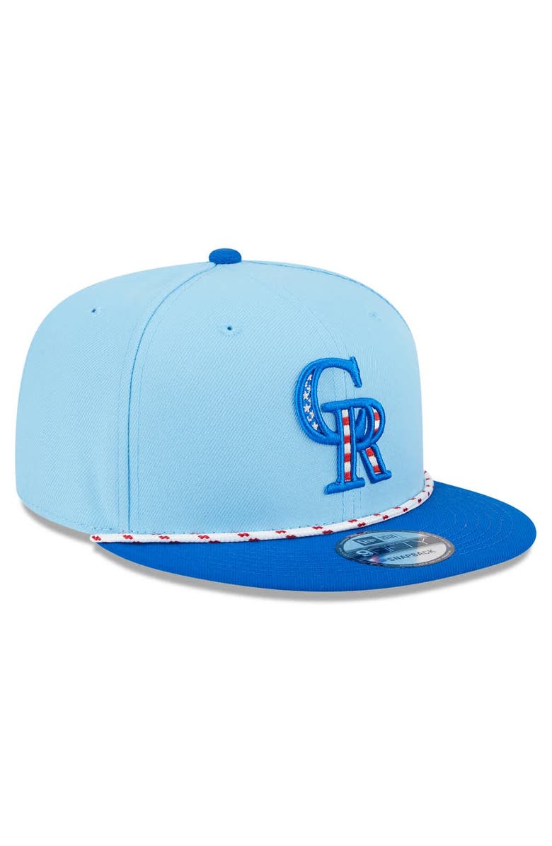 New Era Men's New Era Light Blue/Blue Colorado Rockies 2025 Fourth of July 9FIFTY Snapback Hat, Alternate, color,