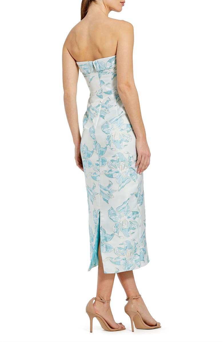 Mac Duggal Strapless Floral Brocade Midi Column Dress, Alternate, color, French Blue