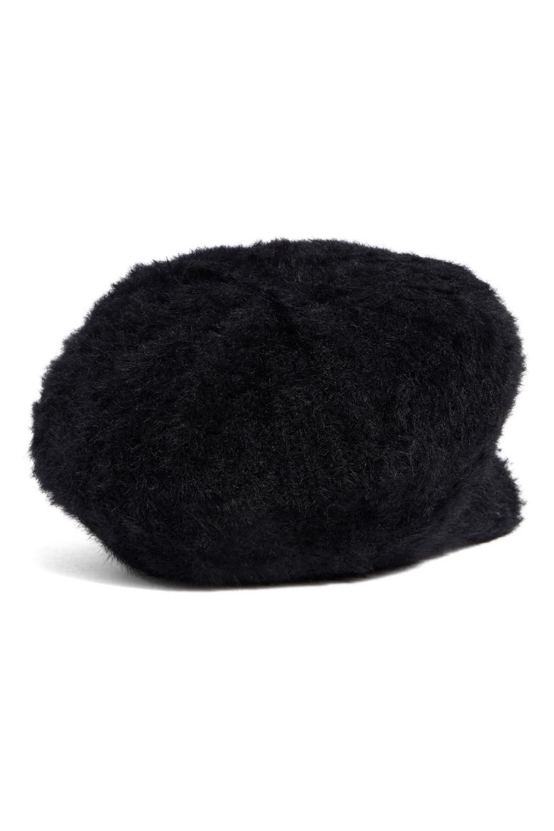 Eyelash Knit Newsboy Cap, Alternate, color, BLACK